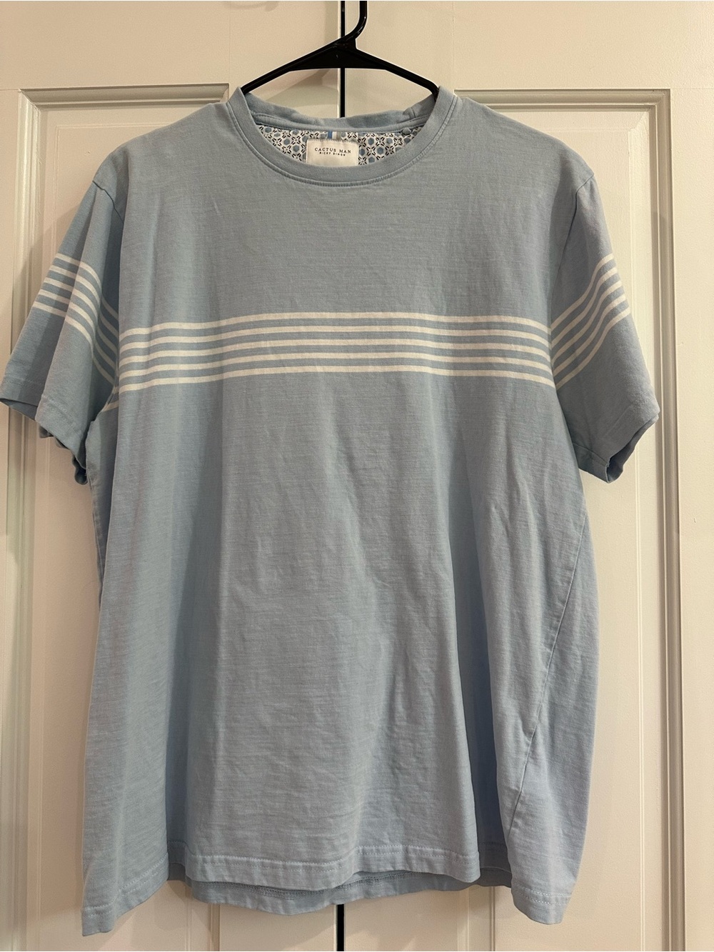 Cactus man XL Casual Light Blue Striped Men's T‑Shirt